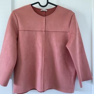 New Zara suede like top salmon size small